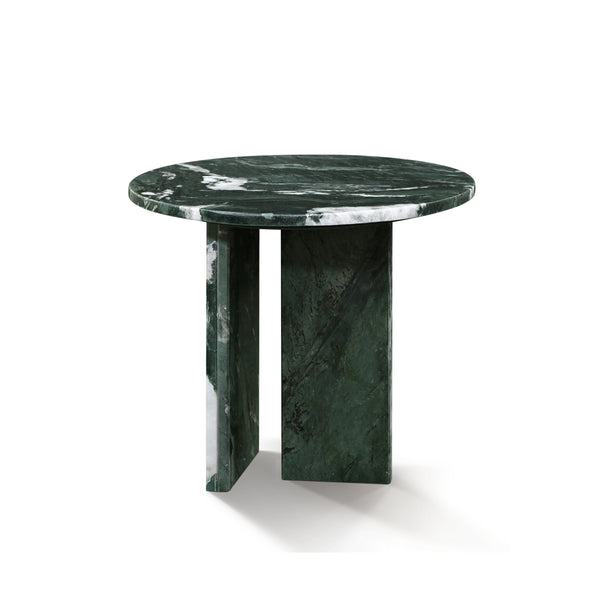 Diamond Green Natural Marble Coffee Table, Small Living Room Table, Genuine Stone Ø17.7 h15.8 Inch
