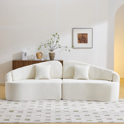 Basil Chenille Curved Modular Sofa – 108" 4-Seat Compressed Sofa