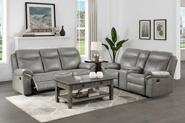 Theron Gray Faux Leather Reclining Sofa Set – 2-Piece 88.5