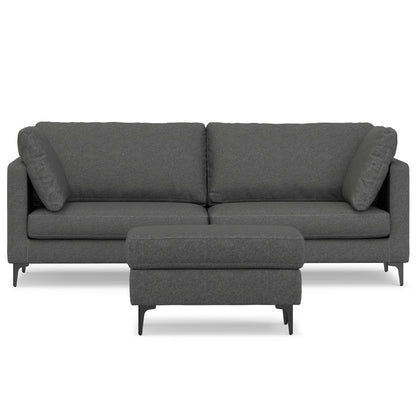 Ava Dark Gray Wood Ottoman – 90" 2-Seat Ottoman