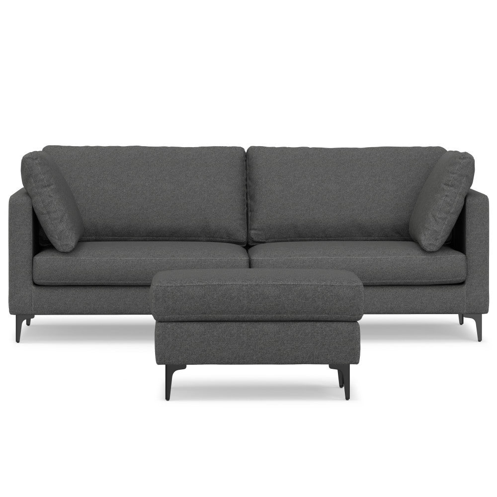 Ava Dark Gray Wood Ottoman – 90" 2-Seat Ottoman