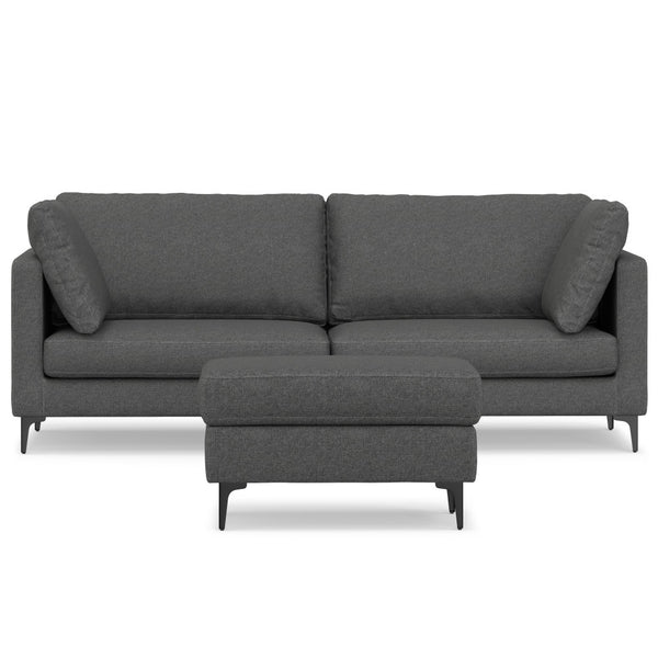 Ava Dark Gray Wood Ottoman – 90