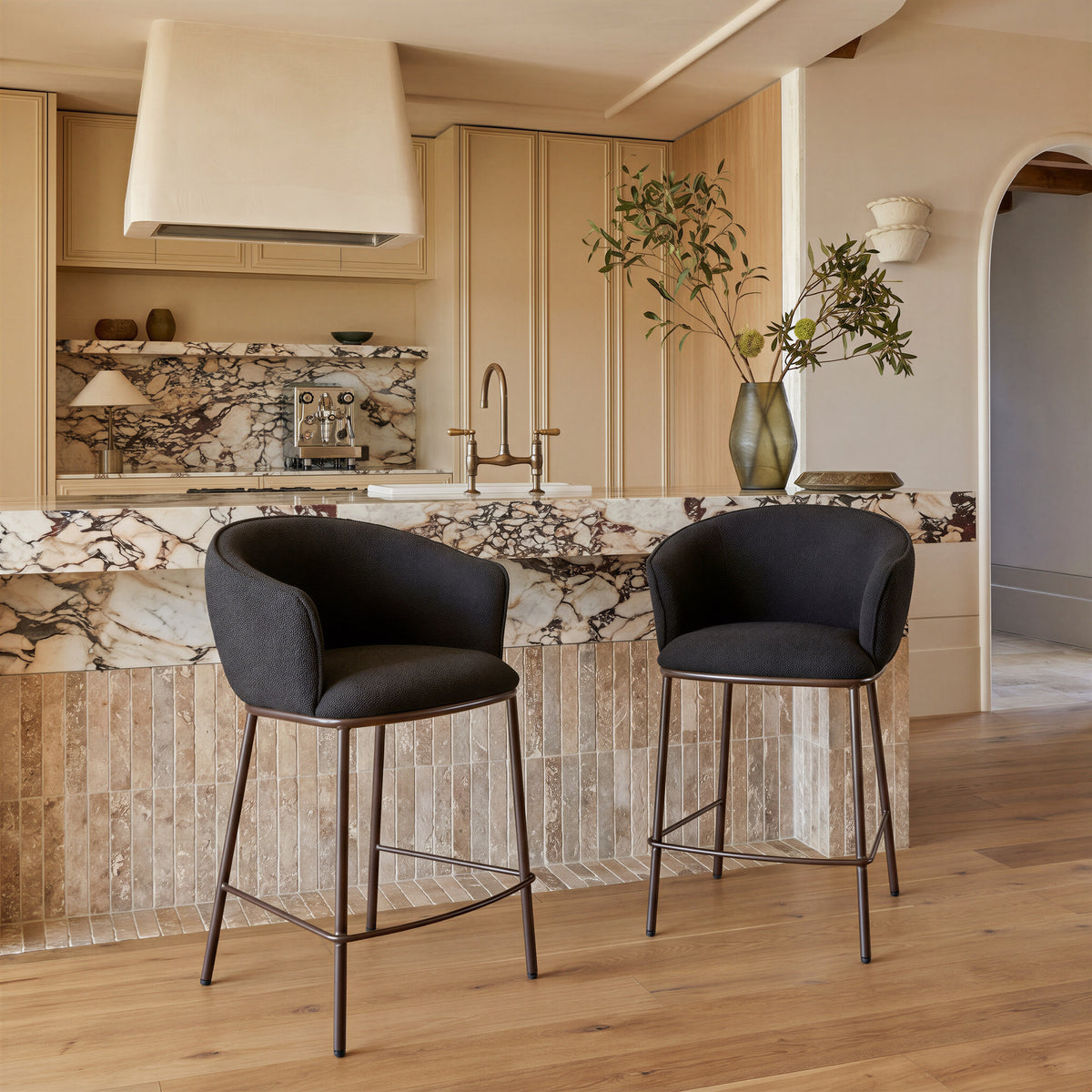 Essen Counter Stool in Black & Bronze