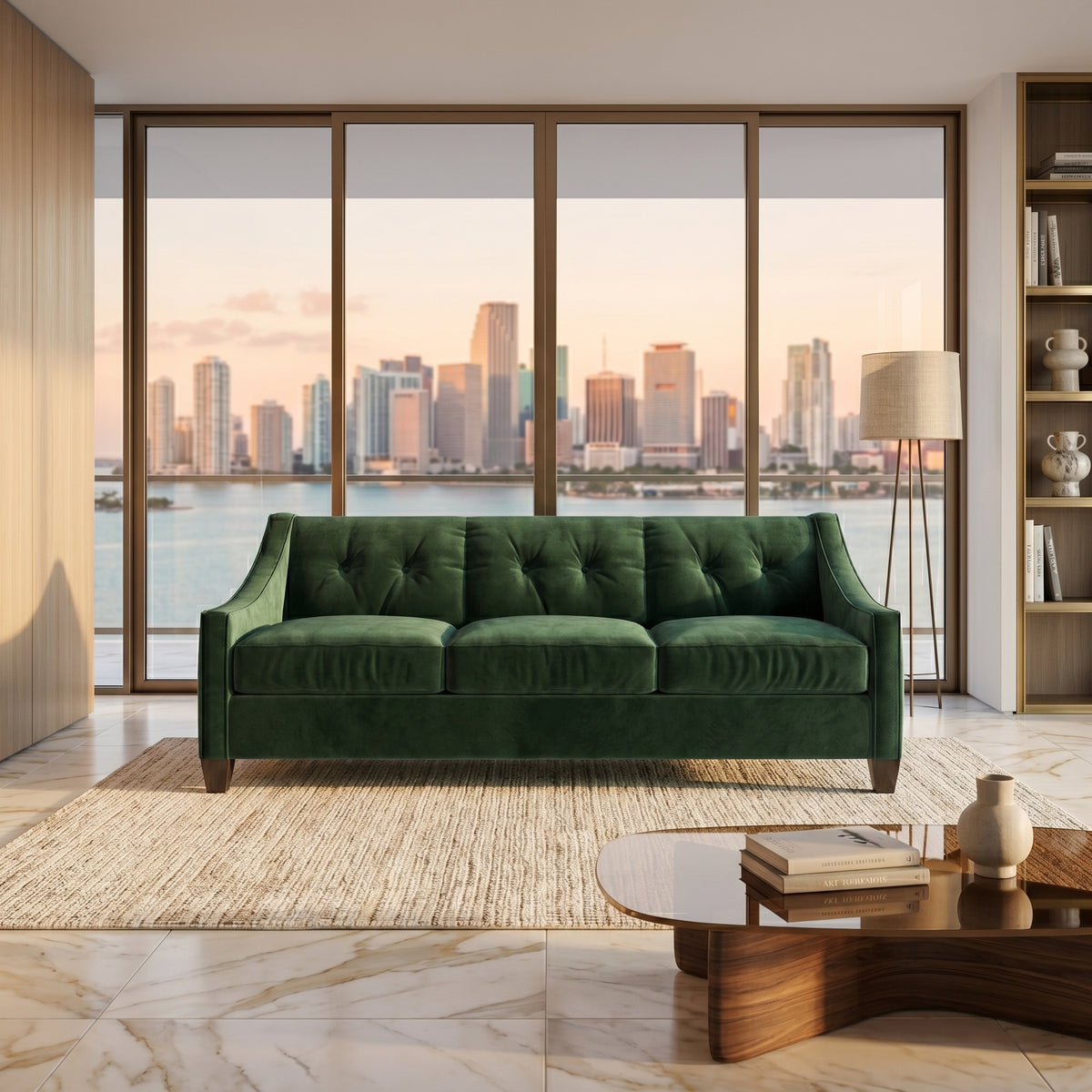 Berlin Classic Sofa – 87" American-Made 3-Seat Sofa - Velvet Antique Kelly Green - Velvet (4)