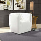 Delaney Tufted Swivel Barrel Chair – Modern Accent Chair (Multiple Colors & Fabrics) in white upholstery