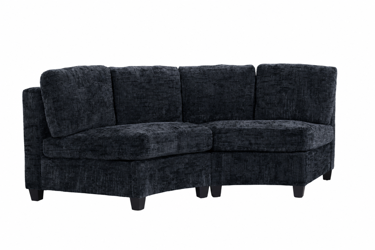 Sorrel Curved Modular Sectional Sofa – Chenille, 4 Colors - Black (10)