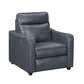 Haddon power reclining sofa, loveseat and chair set in navy faux leather