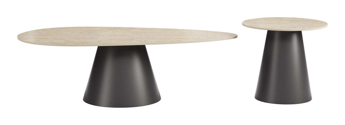 Reyes Natural & Black Coffee Table Set (2-Piece)