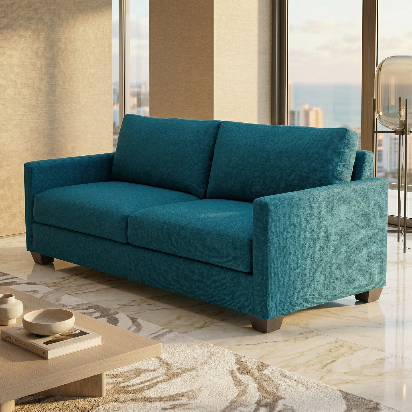 Damon American-Made Sofa – 92" Custom-Fabric Sofa - Hepburn Teal - Fabric (10)