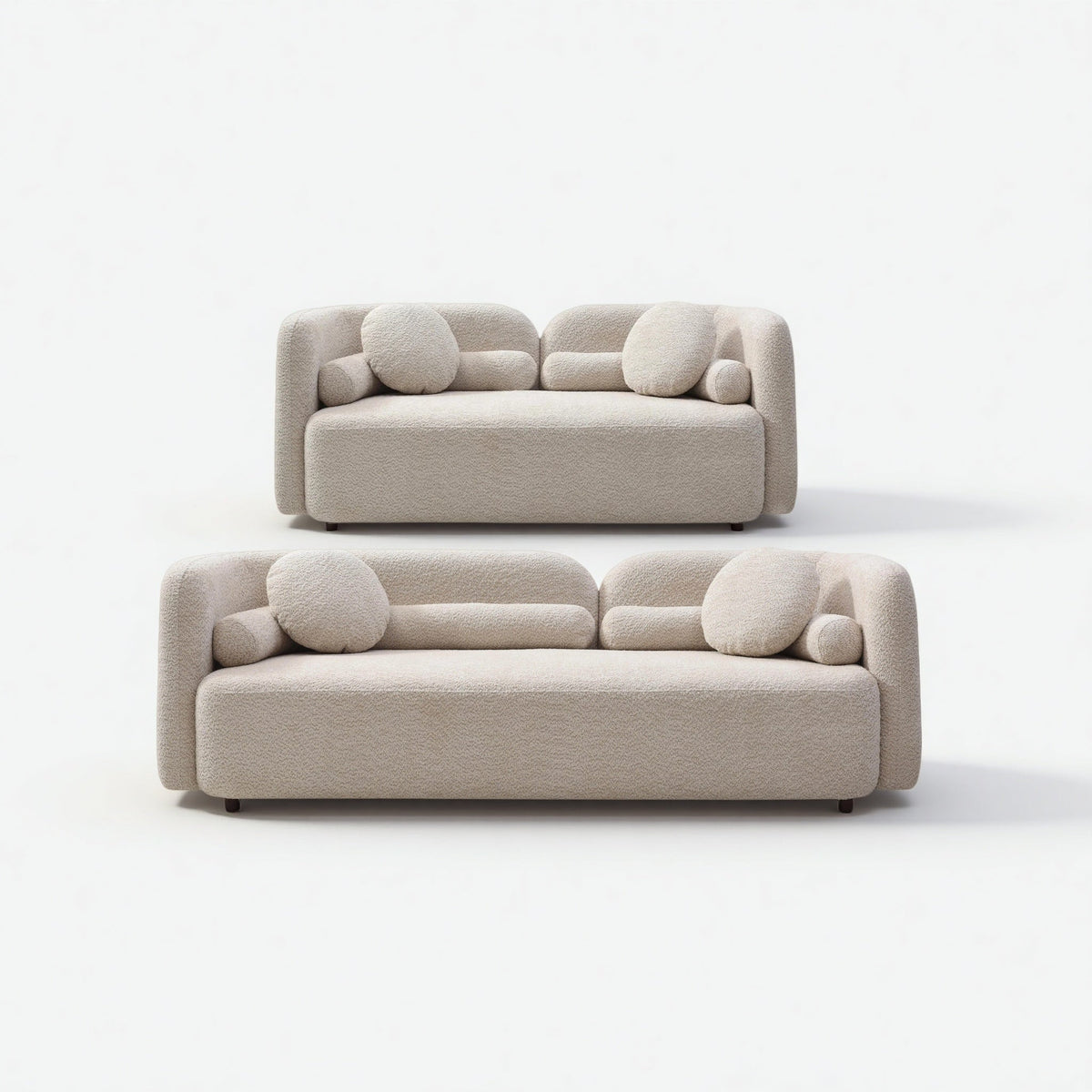 Jarrah Living Room Set in Light Beige, Sofa + Loveseat