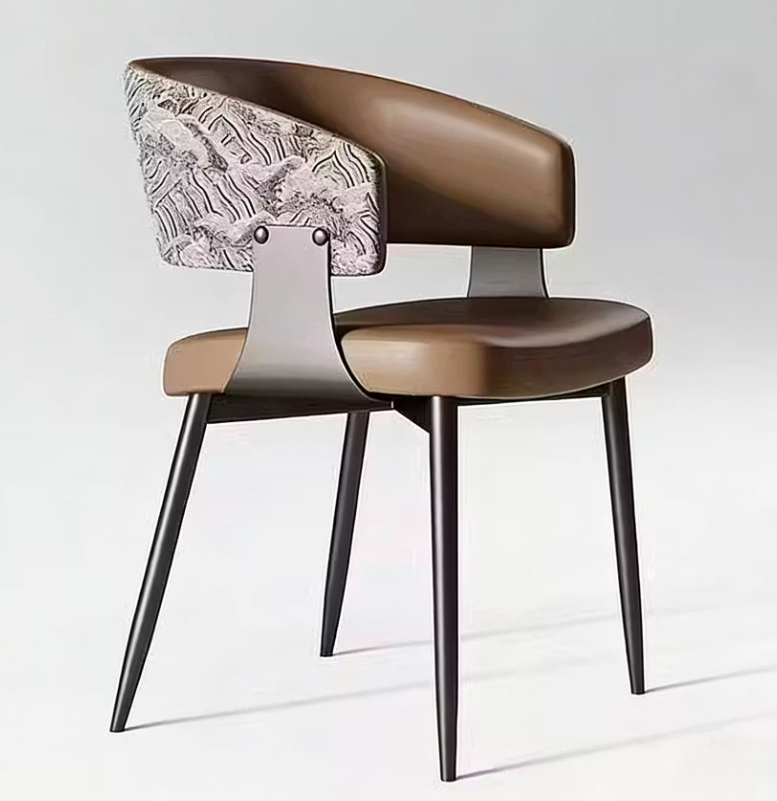 Nadia Upholstered Dining Chairs – 30.3" Sculptural-Back Set of 2 in Brown