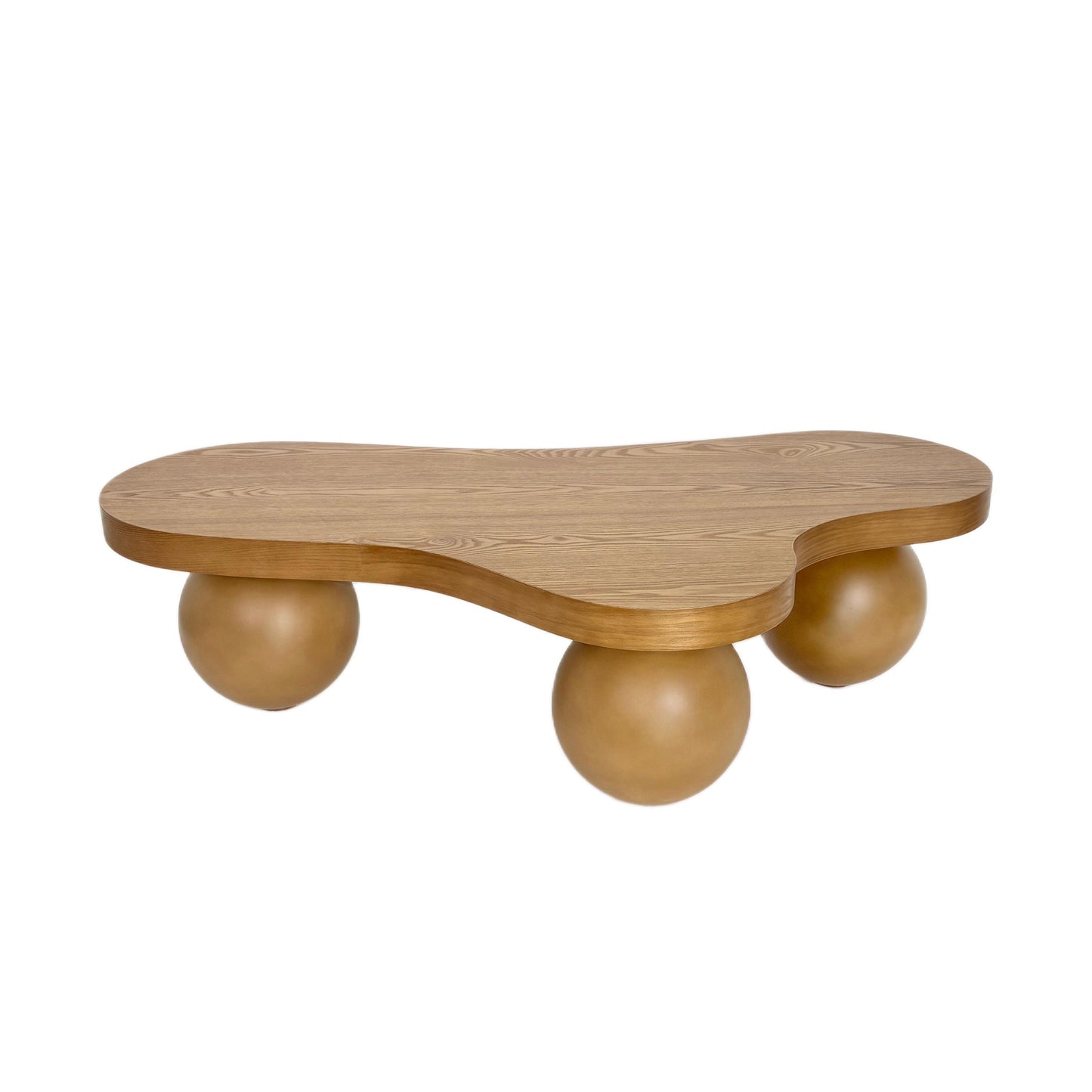 Thaddeus Ash Wood Veneer Coffee Table – 46" Cloud-Shape Accent Table