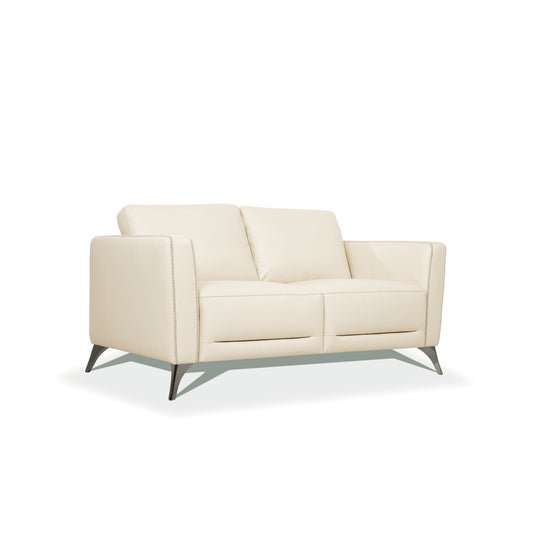 Malaga Cream Leather Loveseat – 59"W Loveseat