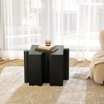 Puzzle Art Side Table, Modular Concave Edge MGO Table - Indoor & Outdoor, Black