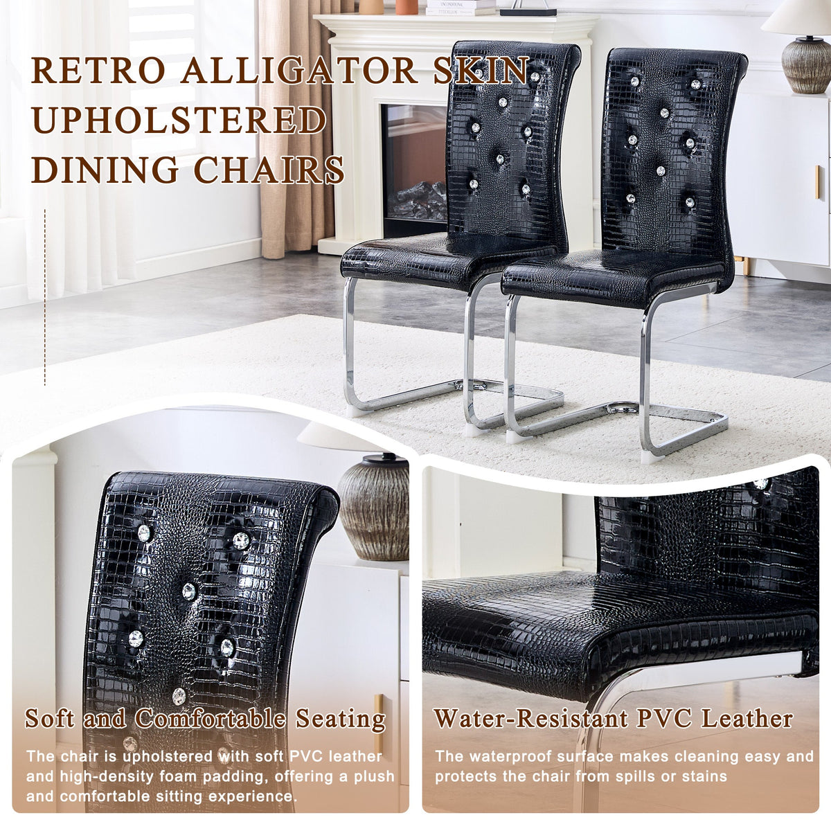 Kinsey Black, Electroplated Legs, Set of 2