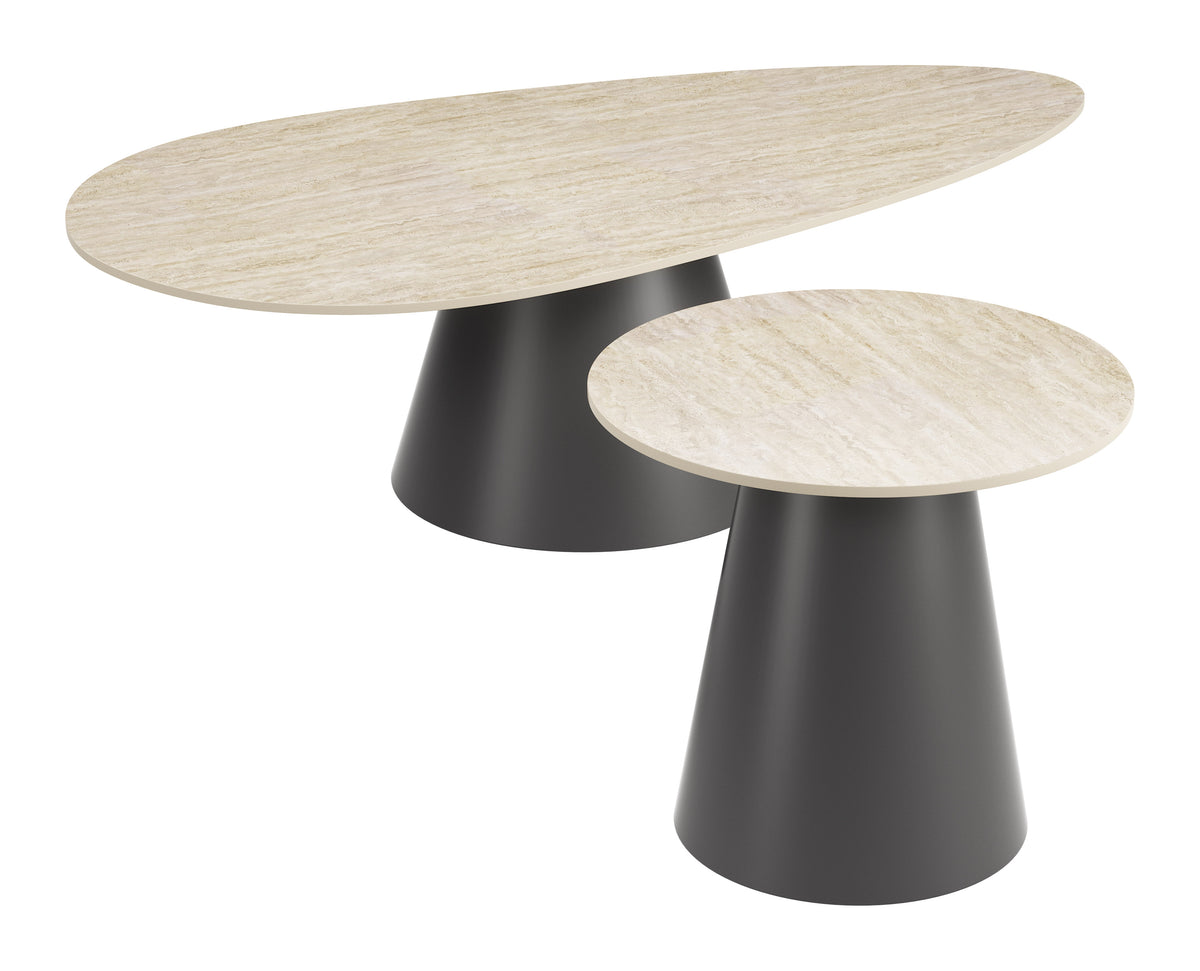 Reyes Natural & Black Coffee Table Set (2-Piece)