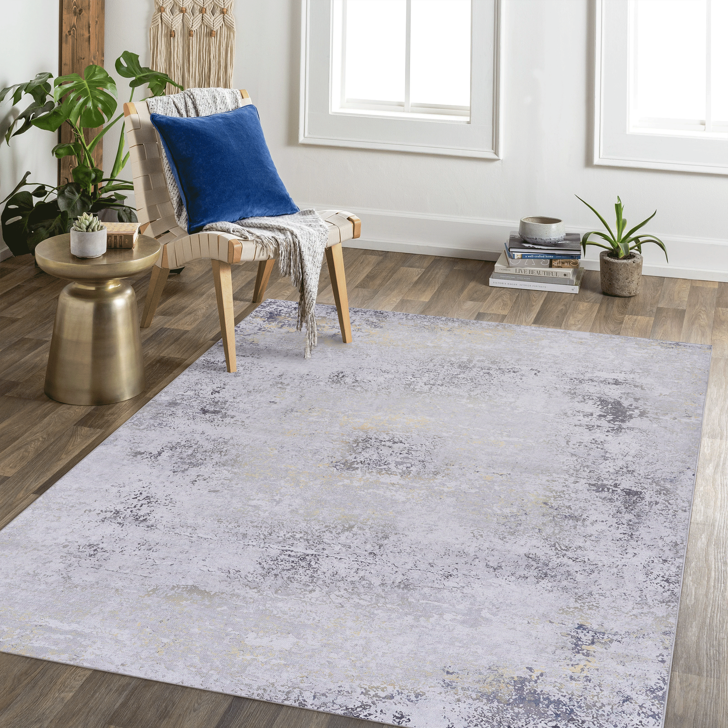 Maval Gray Polyester Area Rug – 120" Area Rug