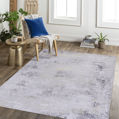 Doriane Gray Polyester Area Rug