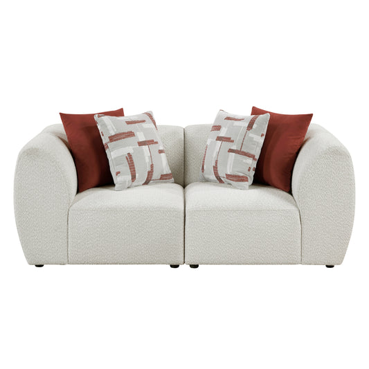 Fable Chenille Modular Loveseat – Beige Modern Sofa