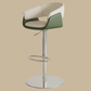 Denby bar stool in green and white faux leather