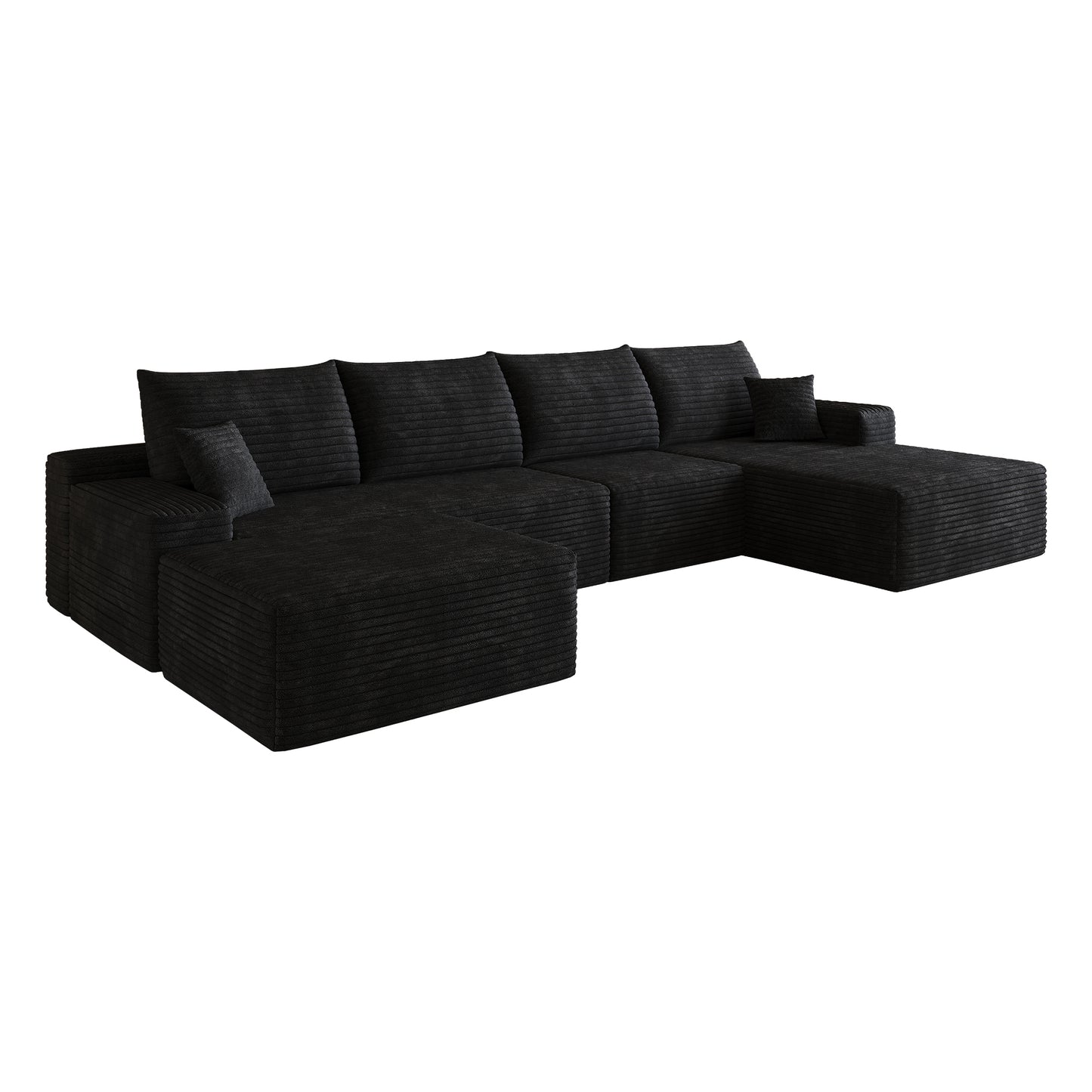 Faelan Corduroy U-Shaped Sectional Sofa – 135" Deep Seat Corner Sofa with Ottoman – view 8