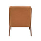 Faux Leather Walnut Finish Armchair – Mid-Century Modern Wood Frame Accent Chair back view showcasing faux leather and walnut finish.