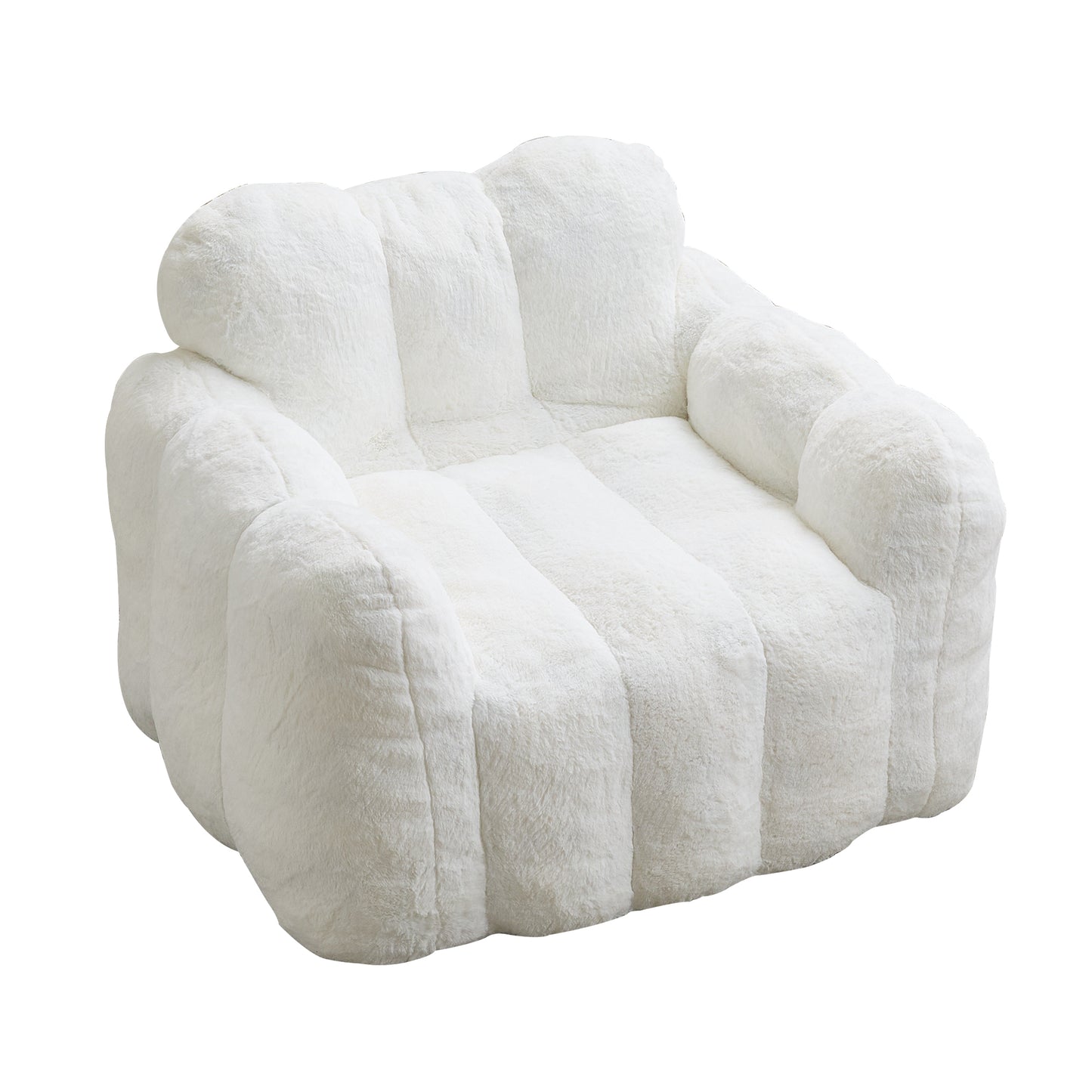Lotus Faux Fur Compression Bean Bag – 43.7" Lounge Chair