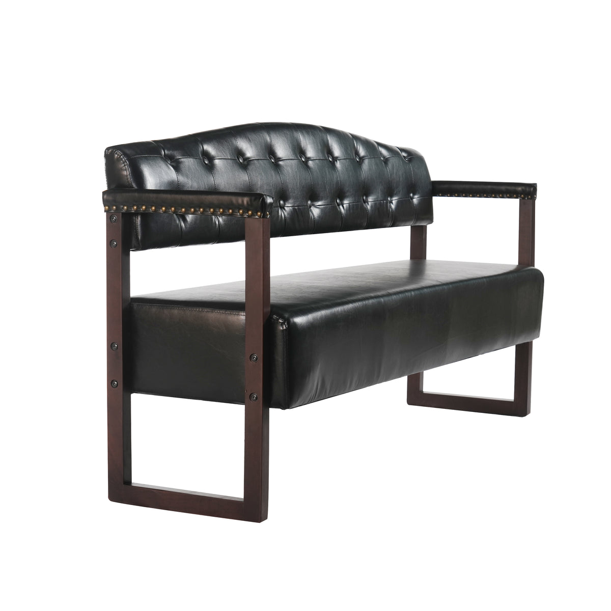 Ludlow Button-Tufted Faux Leather Bench Set