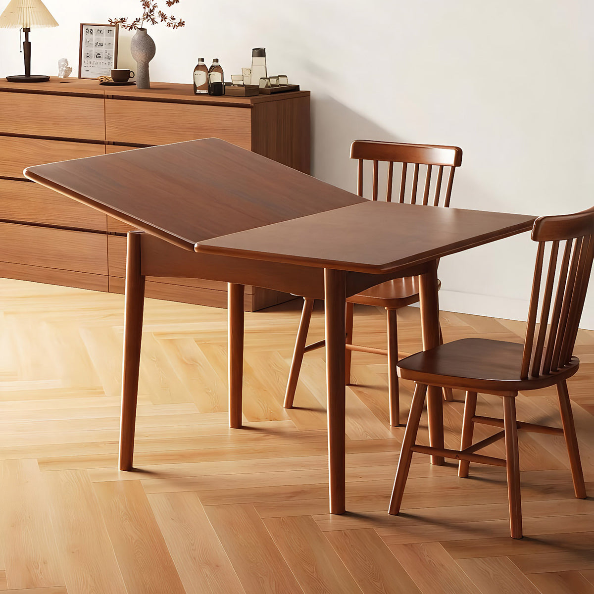 Teagan Walnut Rubberwood Drop Leaf Dining Table