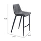 Magnus Barstool (Set of 2) in Dark Gray & Black