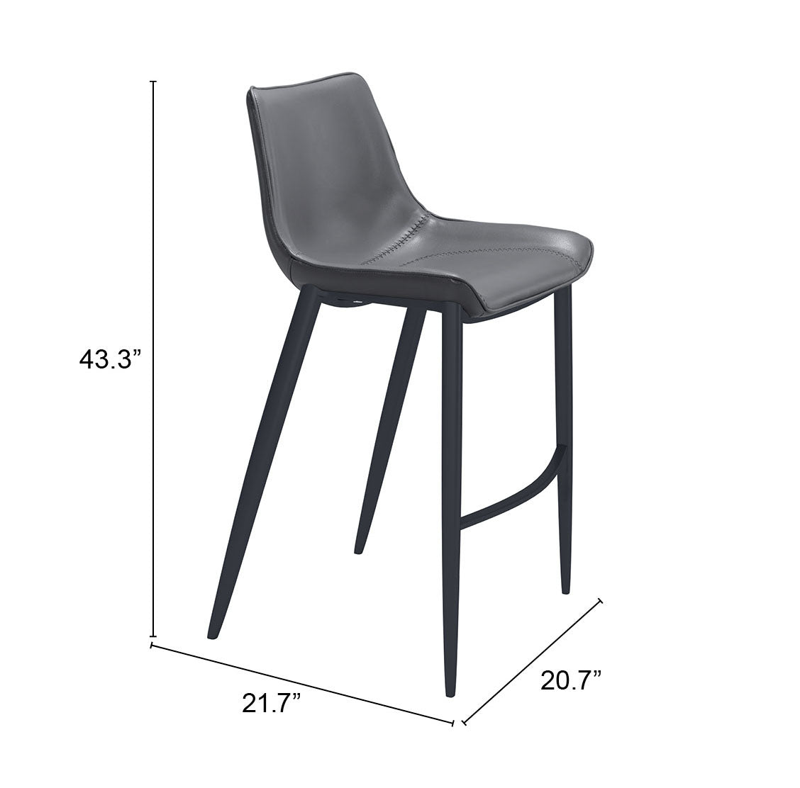 Magnus Barstool (Set of 2) in Dark Gray & Black