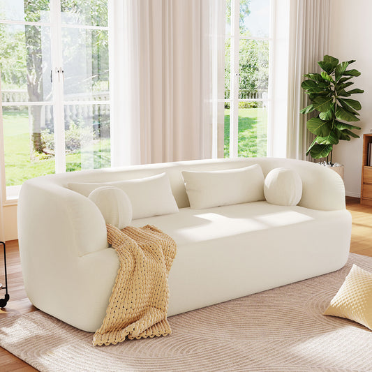 Penrose Chenille Boneless Sofa – 86" Curved Cloud Couch with Pillows