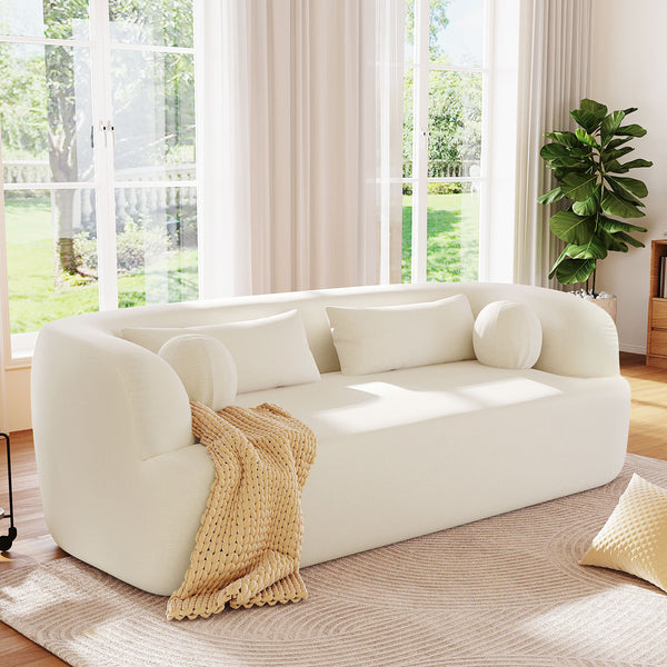 Penrose Beige Chenille Boneless Sofa – 86
