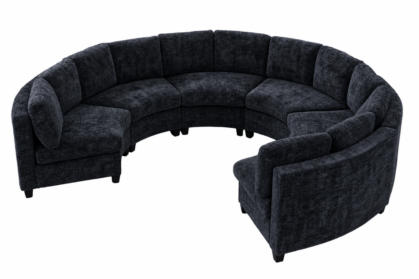Harlan Curved Modular Sectional Sofa – Chenille, Solid Wood Frame, 4 Colors - Black (8)