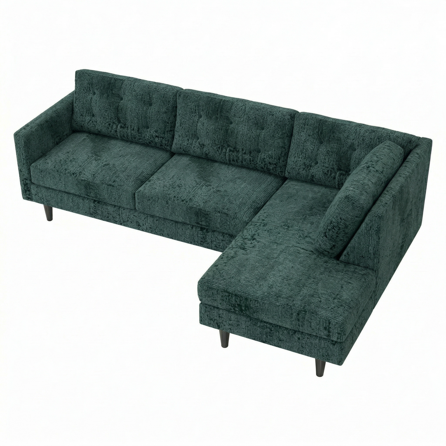 Talmadge L-Shaped Sectional Sofa – Made in USA, 2 Fabric Options - Green Velvet Antique Charcoal (8)