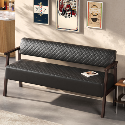 Belden Diamond-Quilted Faux Leather Bench in Black