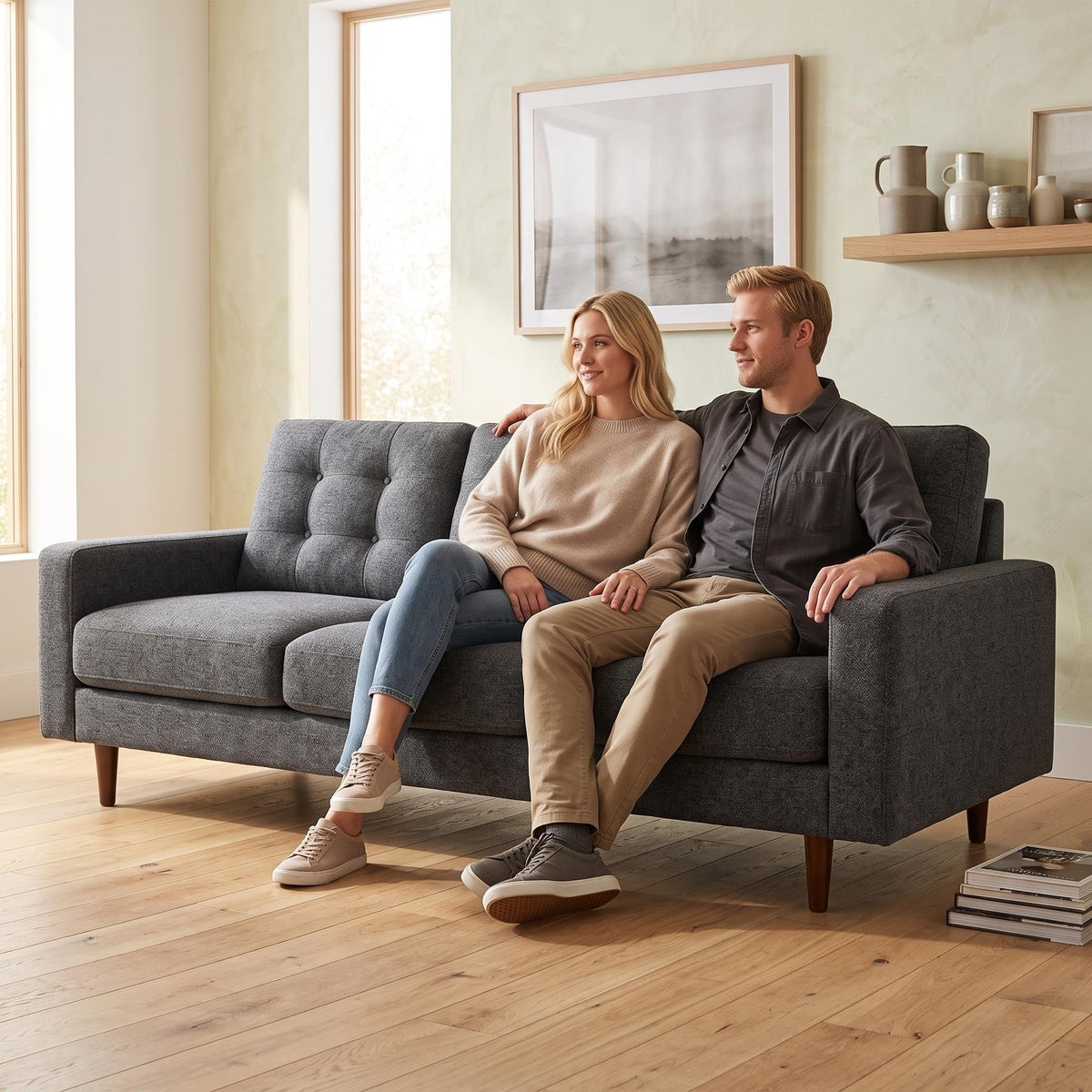 Noemi Tufted Fabric Sofa