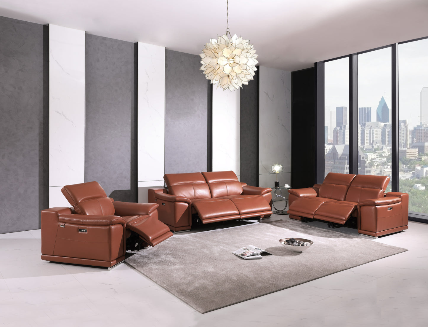 Fenn Camel Leather Recliner – 42.5"W Recliner – view 10