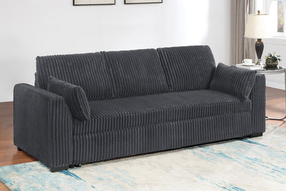 Fenn Corduroy Sleeper Sofa – Convertible Pull-Out Bed in Gray – view 3
