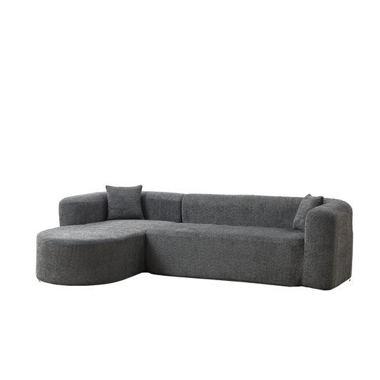 Fenn Gray Chenille Curved Modular Sofa – 109" Left-Chaise Sectional Sofa