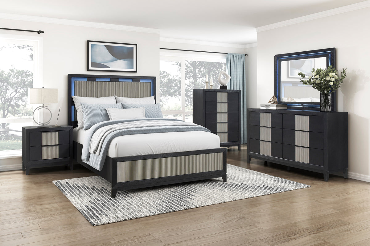Fenn Solid Wood 2-Drawer Nightstand – Charcoal Gray Bedside Table – view 3