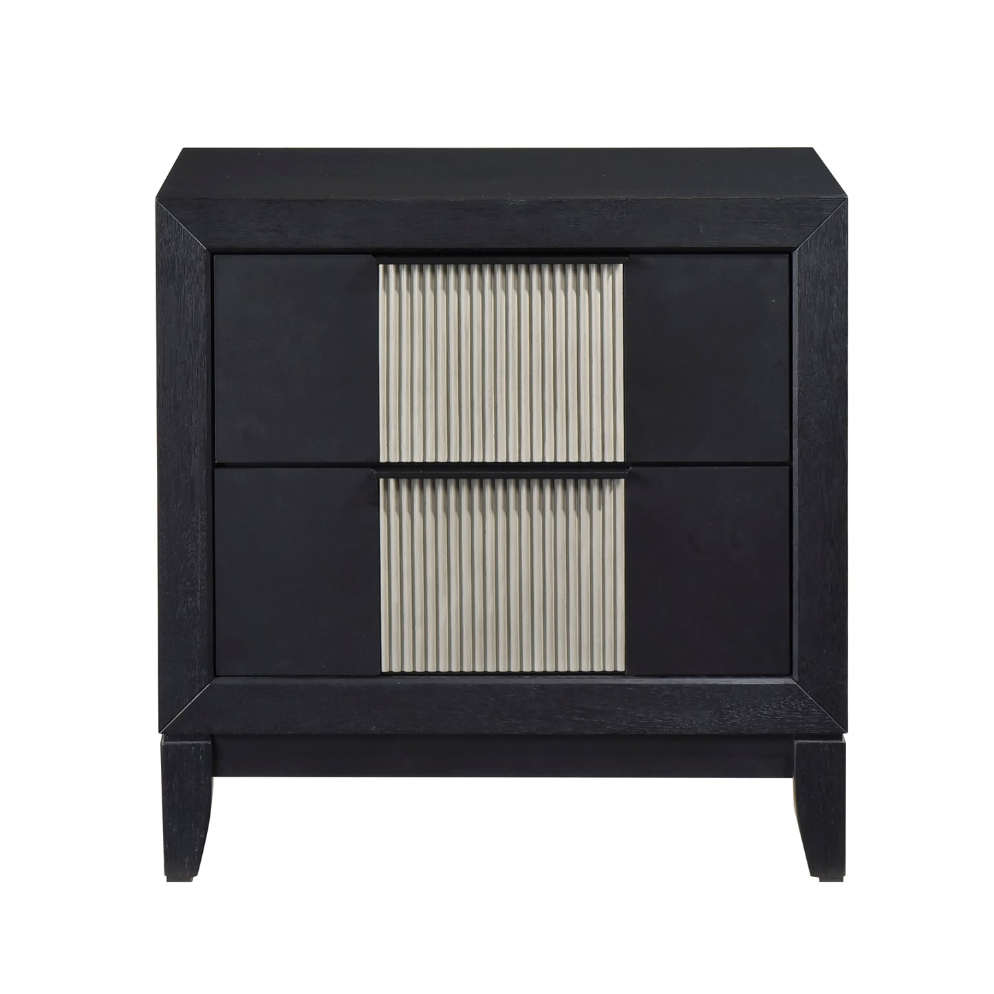 Fenn Solid Wood 2-Drawer Nightstand – Charcoal Gray Bedside Table – view 4