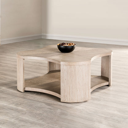 Delamere Oak Coffee Table – 42" Square Rubberwood with Casters & Open Storage