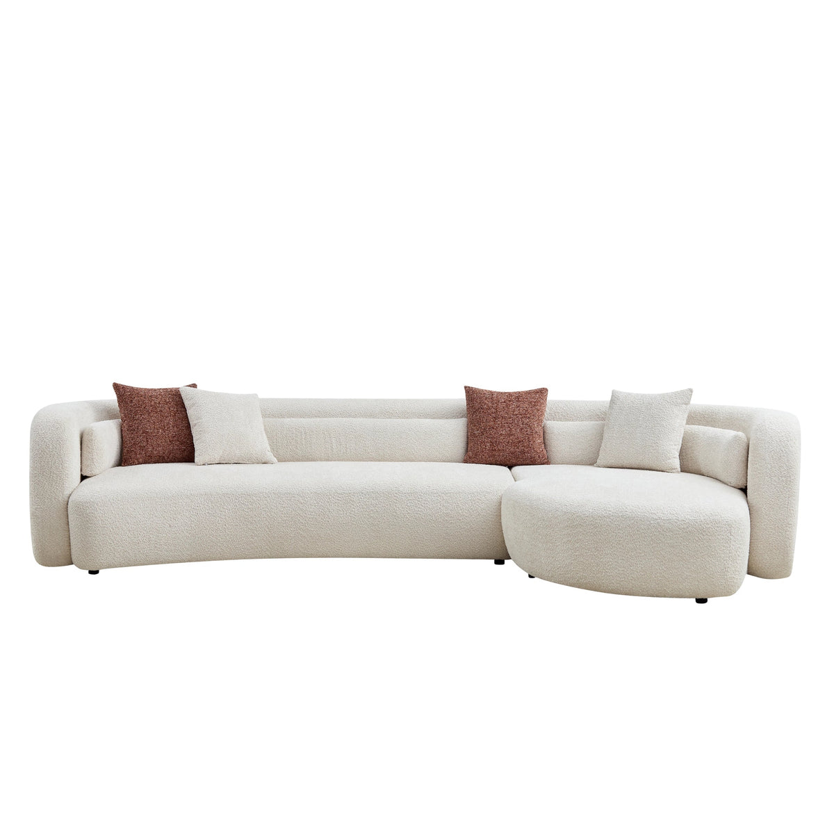 Odile Curved Boucle Sectional – Chaise on Right