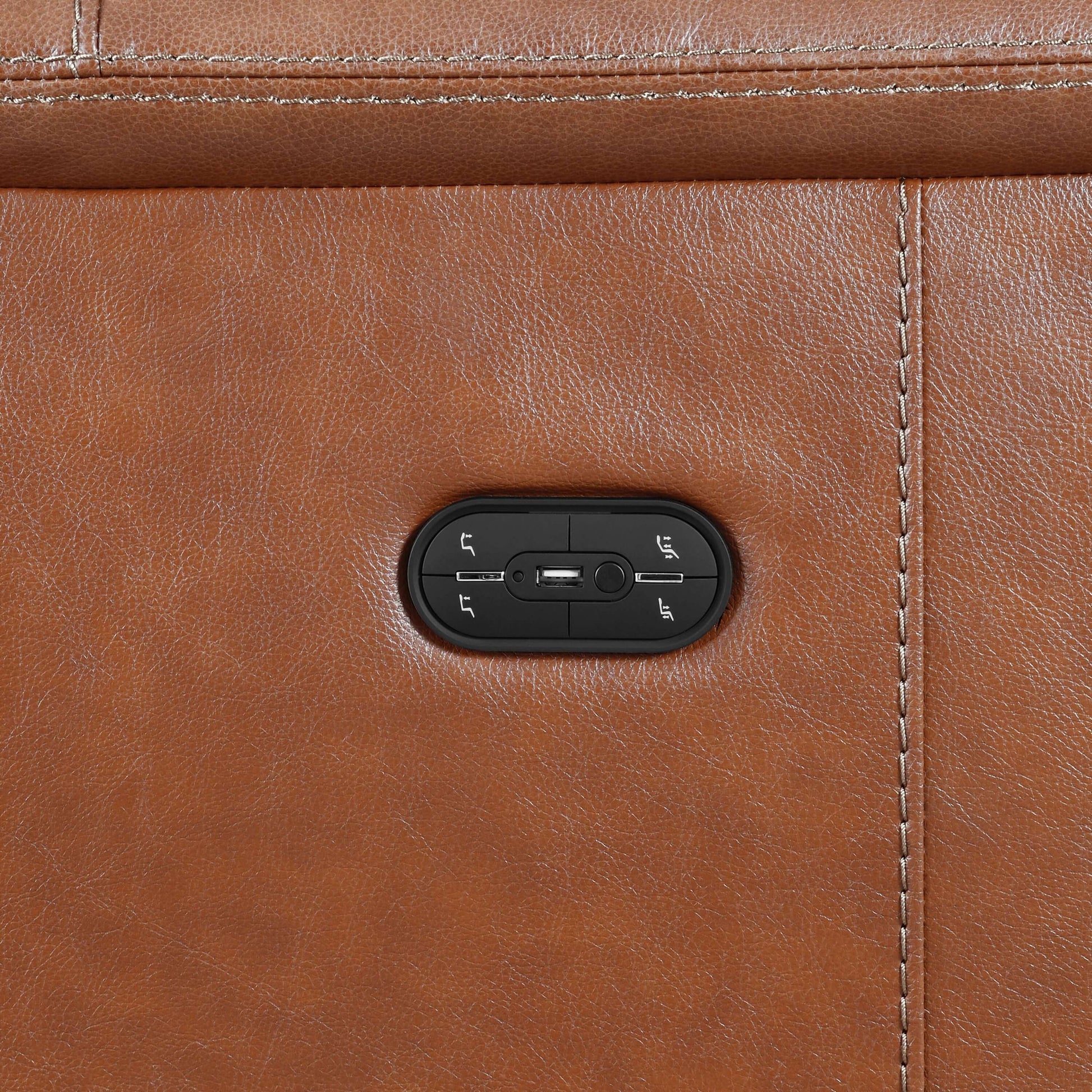 Dual-Power Brown Leather Reclining Sofa 83" - Power Headrest & Padded Armrests - Revel Sofa 