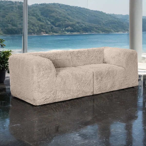 Sabine Faux Fur Modular Loveseat – Taupe Corner Wedge Sectional Piece