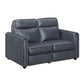 Ardley power reclining sofa, loveseat and chair set in navy faux leather