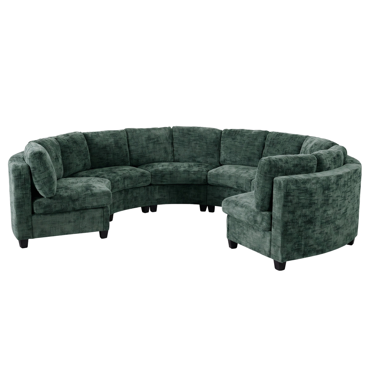 Harlan Curved Modular Sectional Sofa – Chenille, Solid Wood Frame, 4 Colors - Green (11)