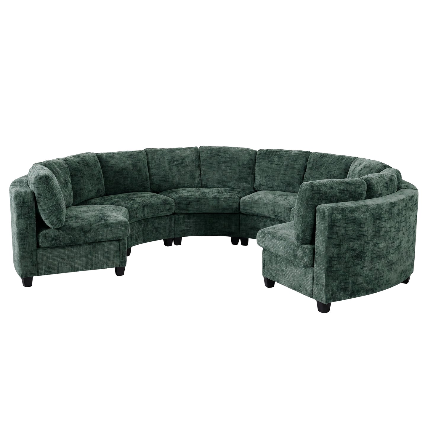 Harlan Curved Modular Sectional Sofa – Chenille, Solid Wood Frame, 4 Colors - Green (11)