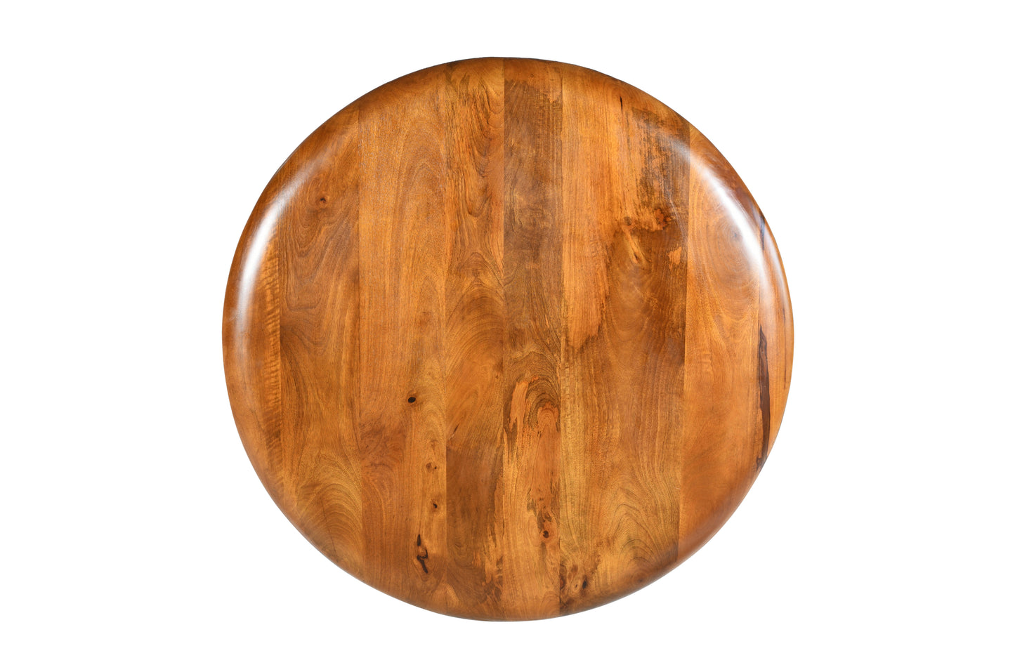 Floating Round Coffee Table top view made of solid mango wood in dark brown, featuring a sleek round shape.